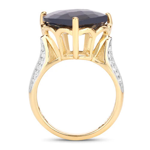 8.39 Carat Dyed Sapphire and White Topaz .925 Sterling Silver Ring - Image 2