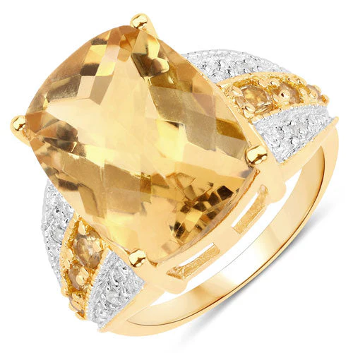 8.44 Carat Genuine Citrine and White Topaz .925 Sterling Silver Ring - Image 4