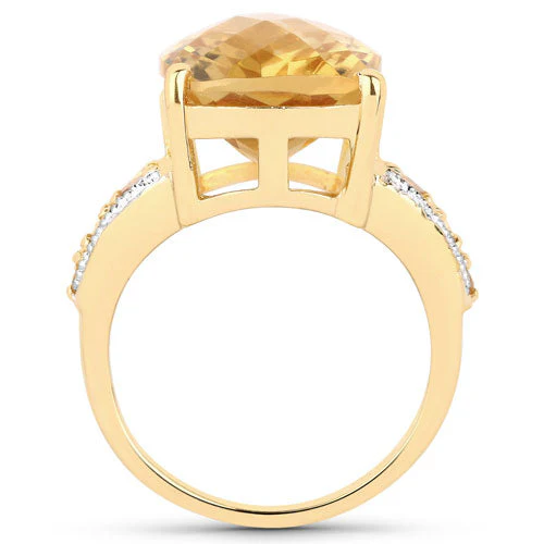 8.44 Carat Genuine Citrine and White Topaz .925 Sterling Silver Ring - Image 5