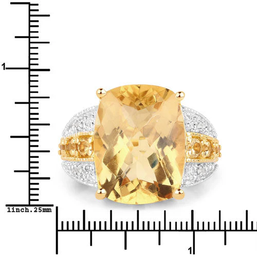 8.44 Carat Genuine Citrine and White Topaz .925 Sterling Silver Ring - Image 6