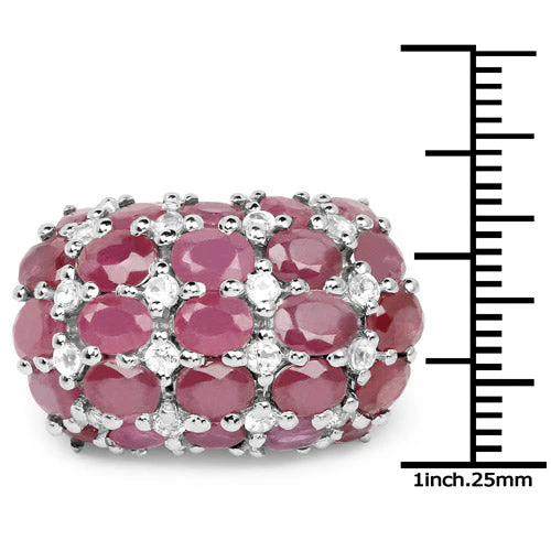 8.54 Carat Glass Filled Ruby and White Topaz .925 Sterling Silver Ring - Image 6