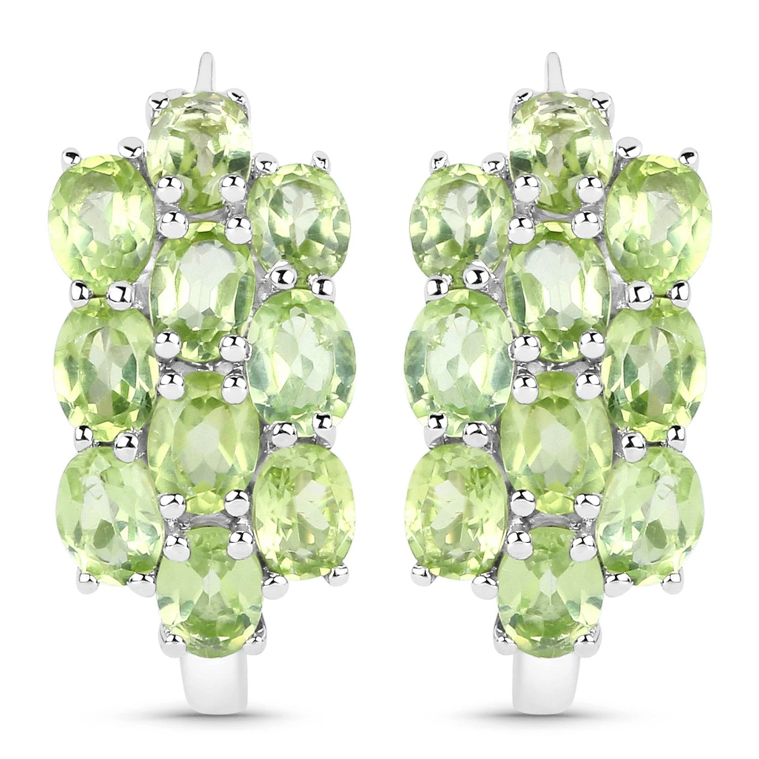 8.84 Carat Genuine Peridot .925 Sterling Silver 3 Piece Jewelry Set (Ring, Earrings, and Pendant w/ Chain) - Image 4