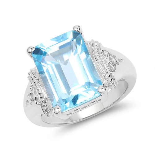8.89 Carat Genuine Swiss Blue Topaz .925 Sterling Silver Ring - Image 4