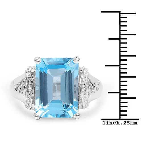 8.89 Carat Genuine Swiss Blue Topaz .925 Sterling Silver Ring - Image 6