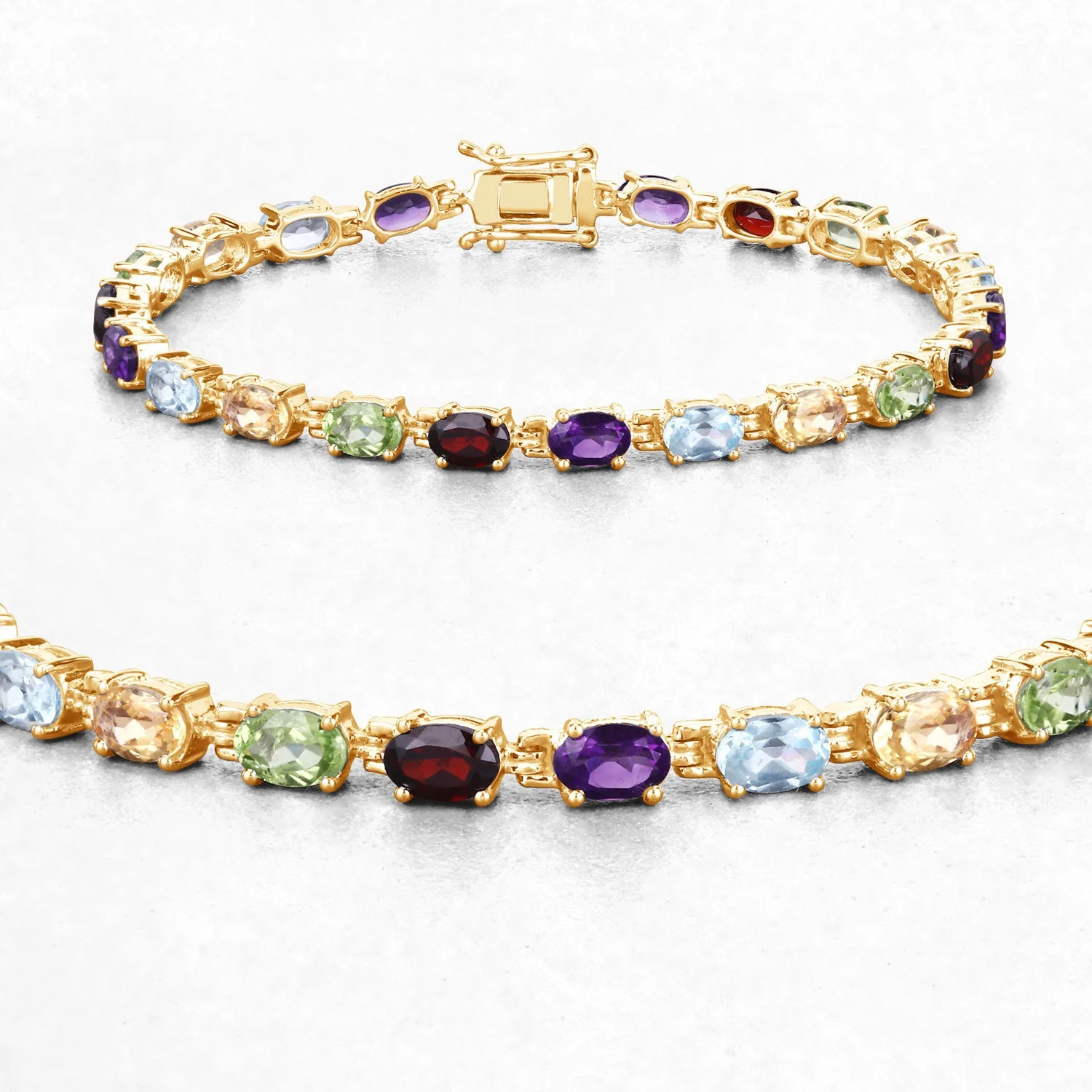 8.96 Carat Genuine Multi Stones .925 Sterling Silver Bracelet - Image 2