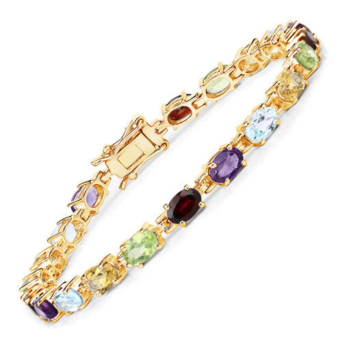 8.96 Carat Genuine Multi Stones .925 Sterling Silver Bracelet - Image 5