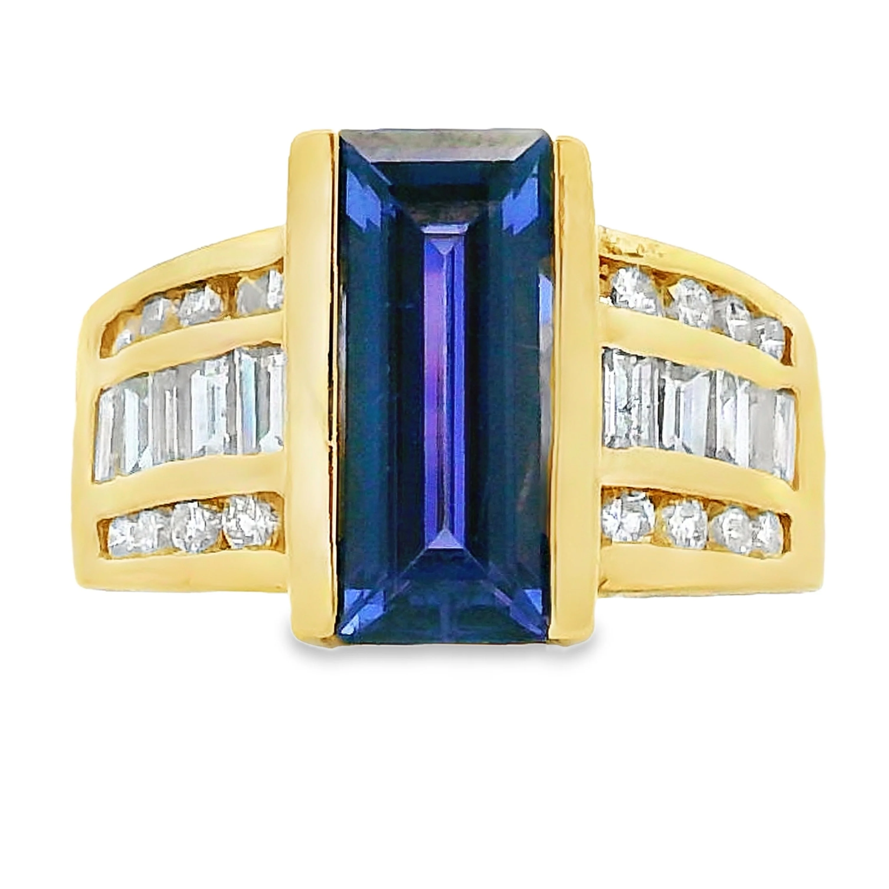 .80ct Tanzanite Diamond Ring 18KT Yellow Gold