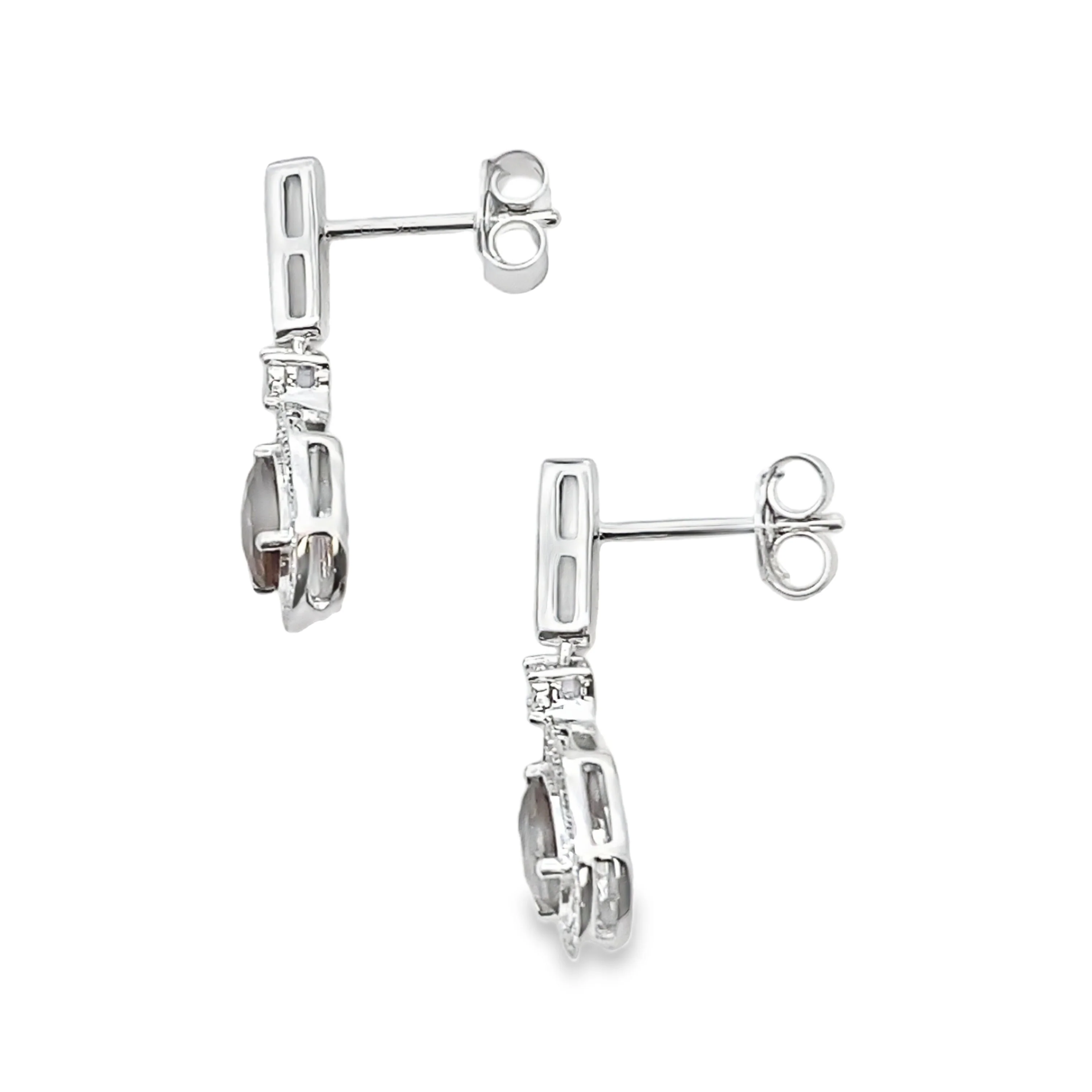 .84ct Quartz Diamond Dangle Earrings 10KT White Gold - Image 2