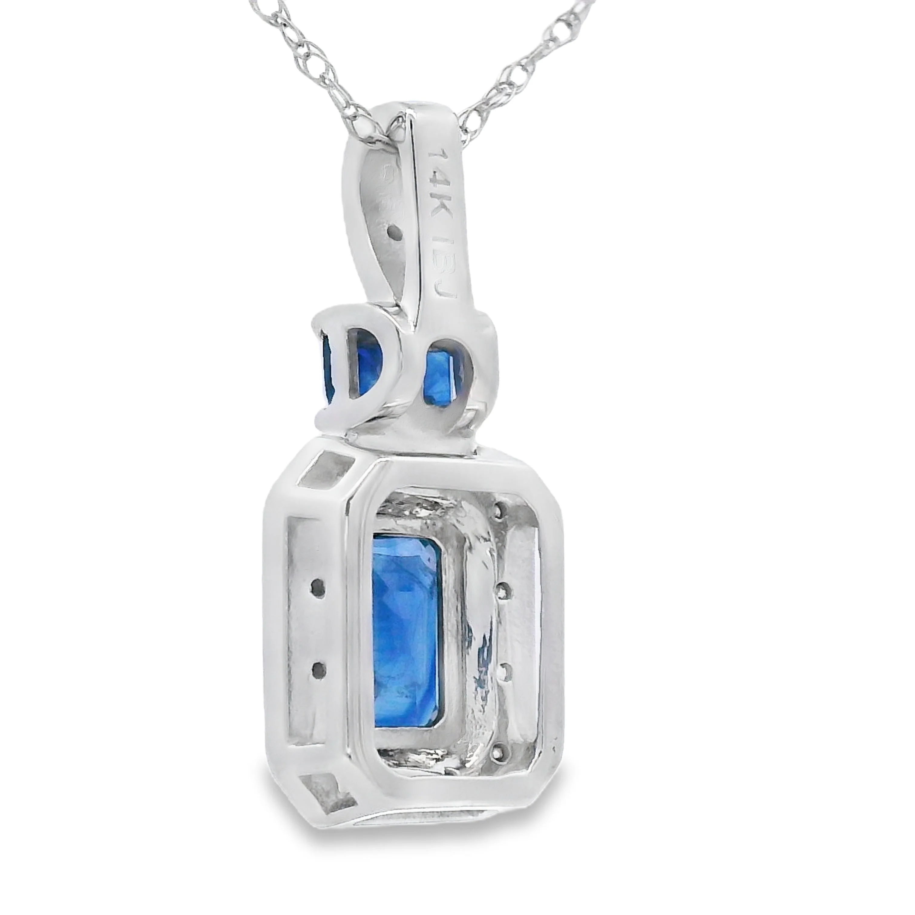.84ct Sapphire Diamond Fashion Pendants 14KT White Gold - Image 2