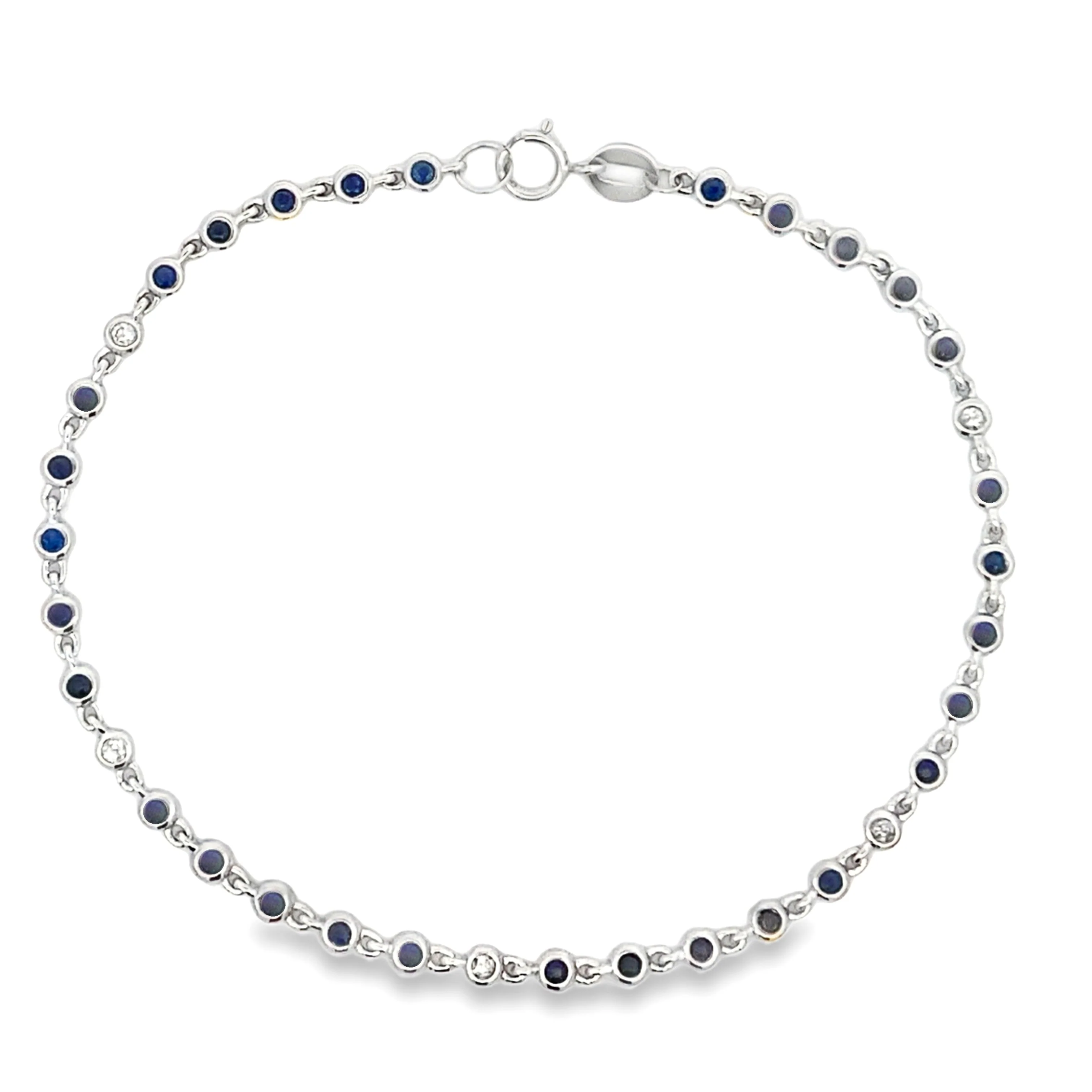.87ct Sapphire Diamond Bracelet 14KT White Gold
