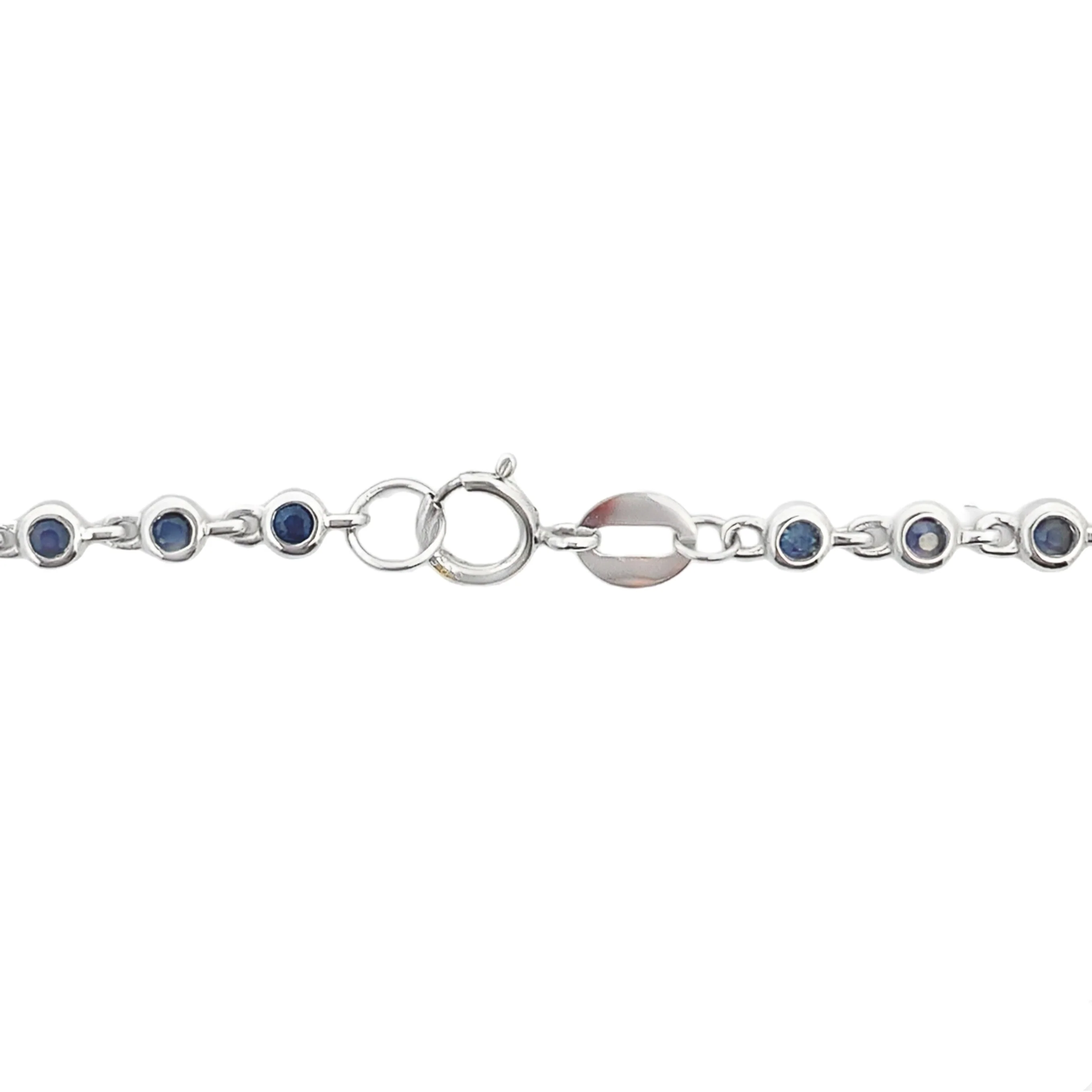 .87ct Sapphire Diamond Bracelet 14KT White Gold - Image 2
