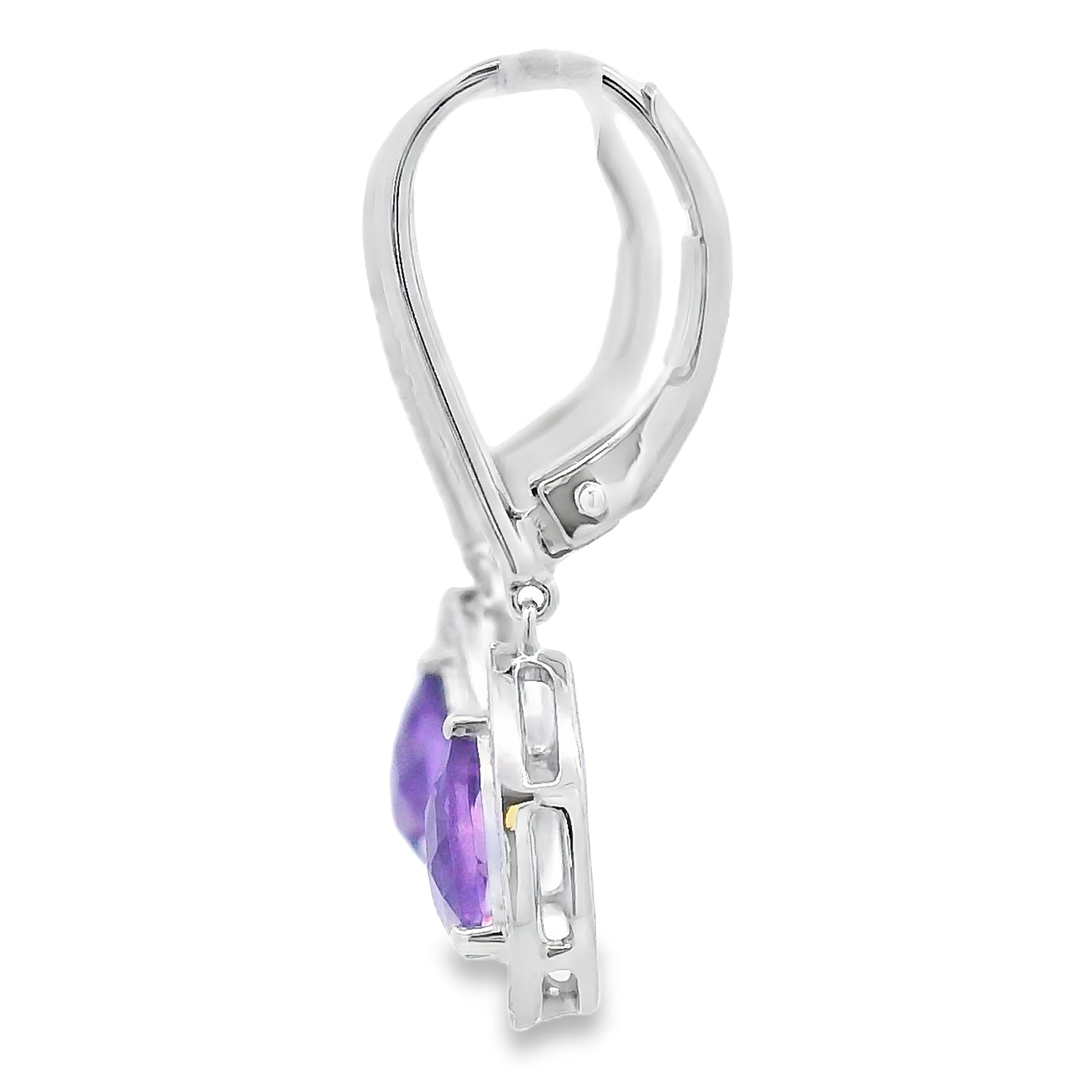 .88ct Amethyst Diamond Dangle Earrings 10KT White Gold - Image 2