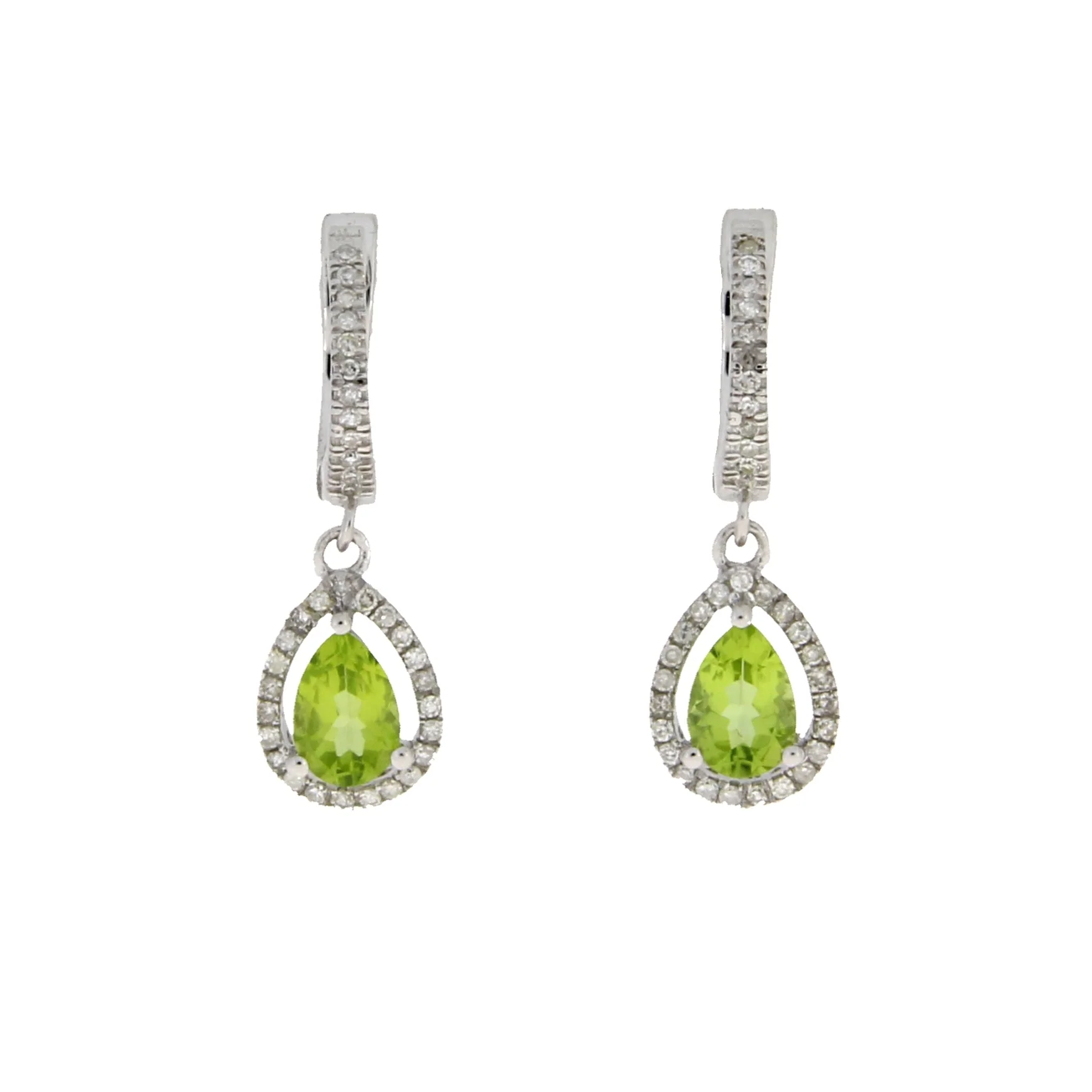 .88ct Peridot Diamond Dangle Earrings 14KT White Gold - Image 4