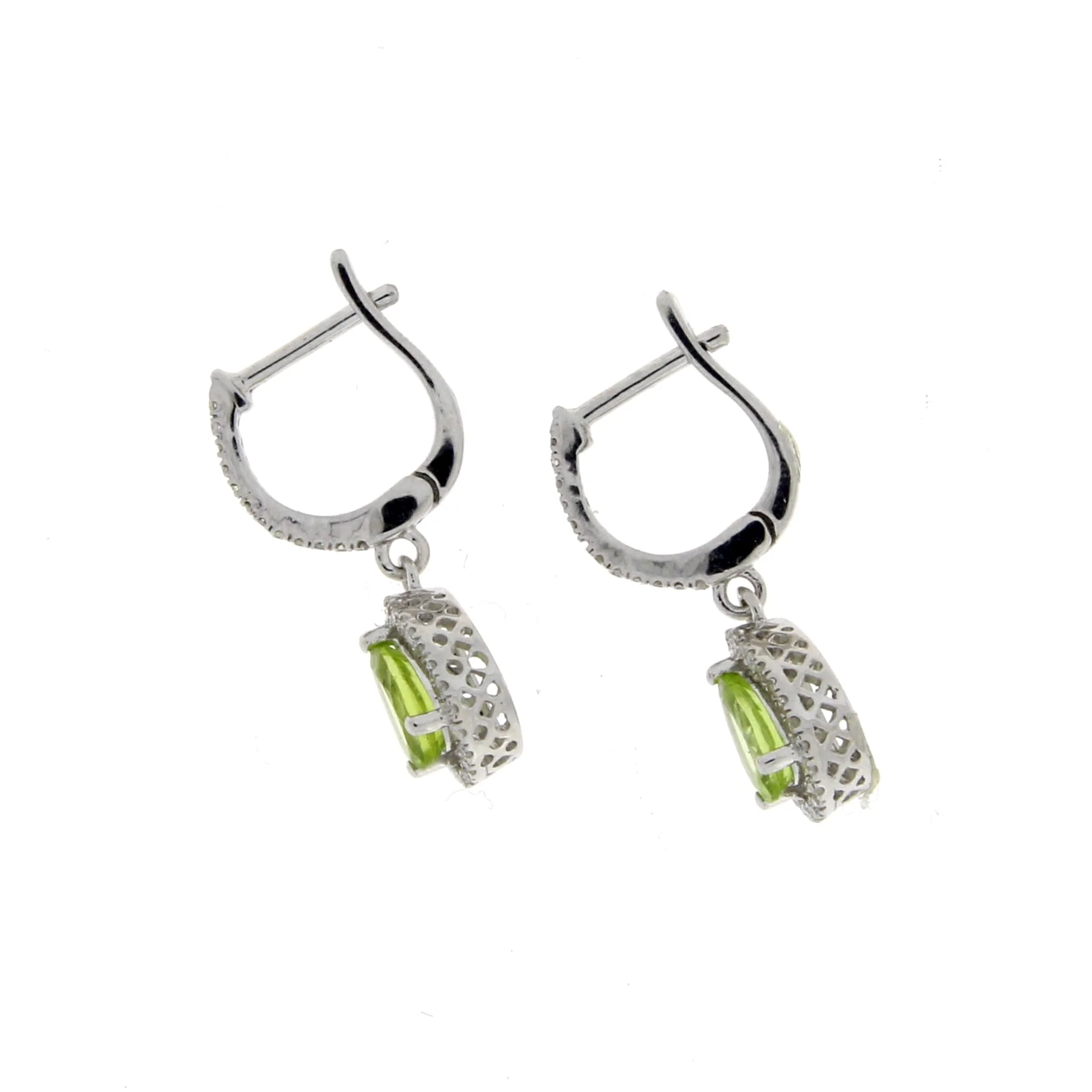 .88ct Peridot Diamond Dangle Earrings 14KT White Gold - Image 5