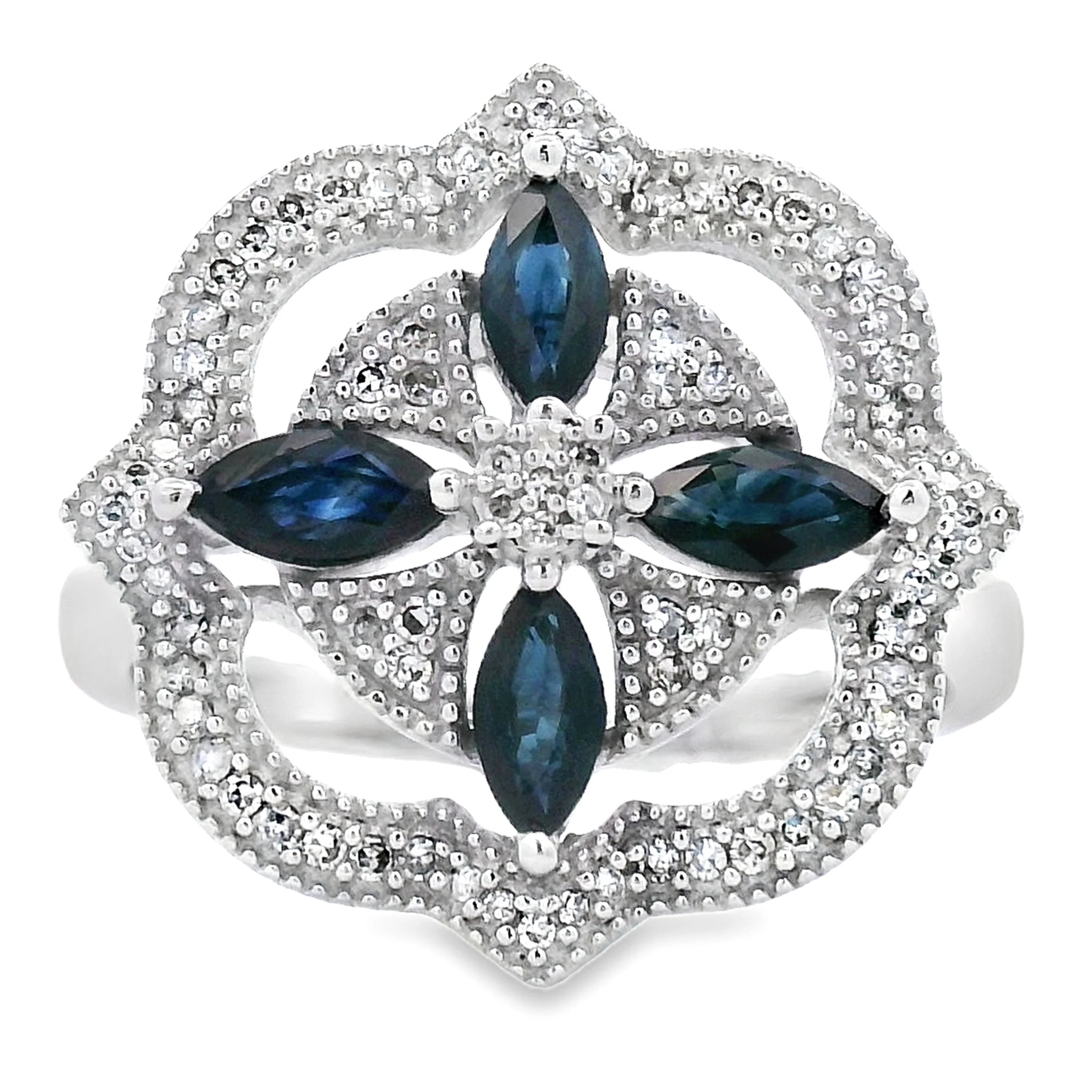 .88ct Sapphire Diamond Ring 14KT White Gold