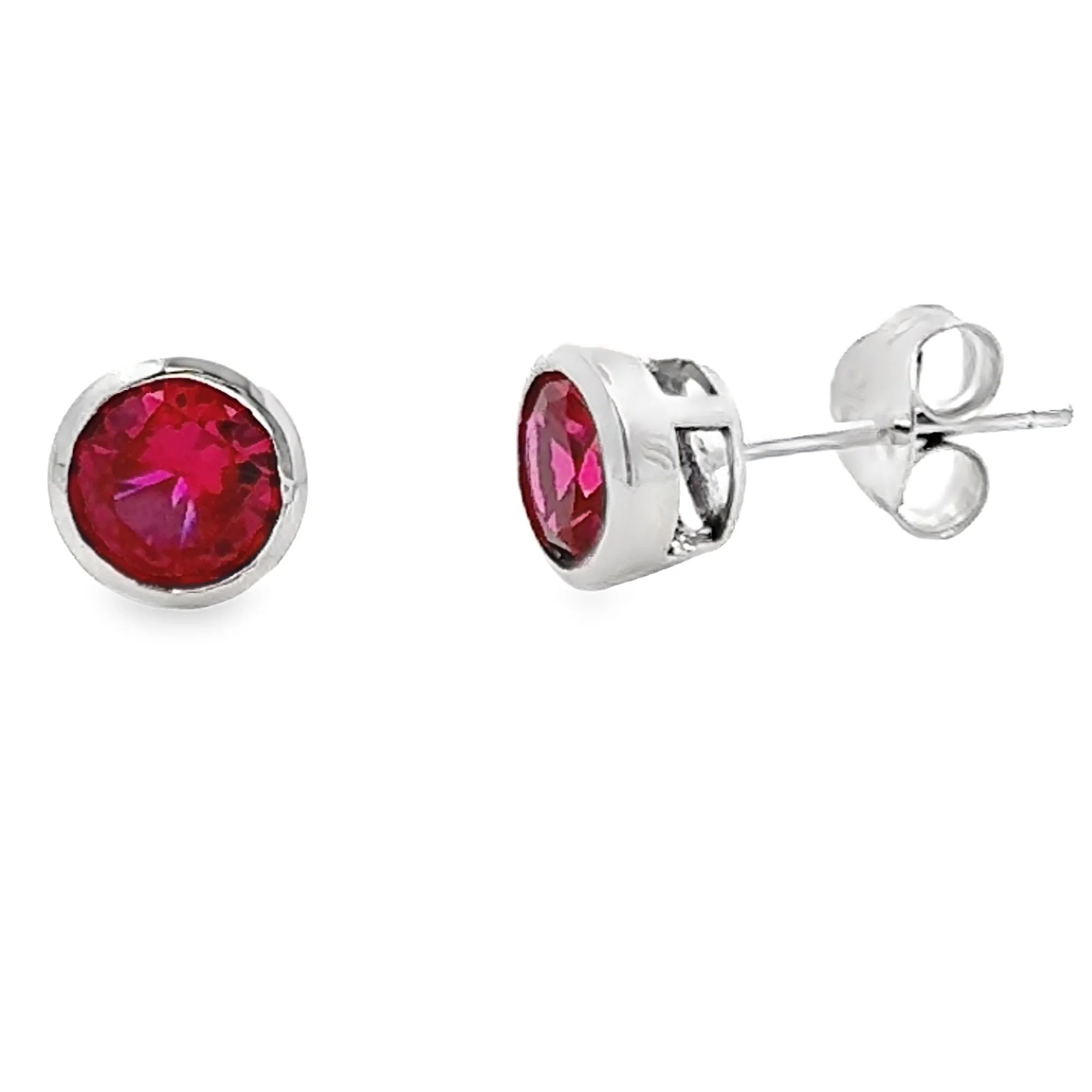 .89ct Created Ruby Stud Earrings 10KT White Gold - Image 2