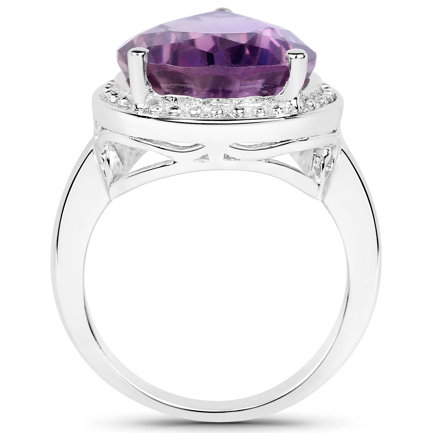 9.00 Carat Genuine Amethyst .925 Sterling Silver Ring - Image 2