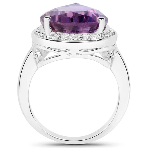 9.00 Carat Genuine Amethyst .925 Sterling Silver Ring - Image 6