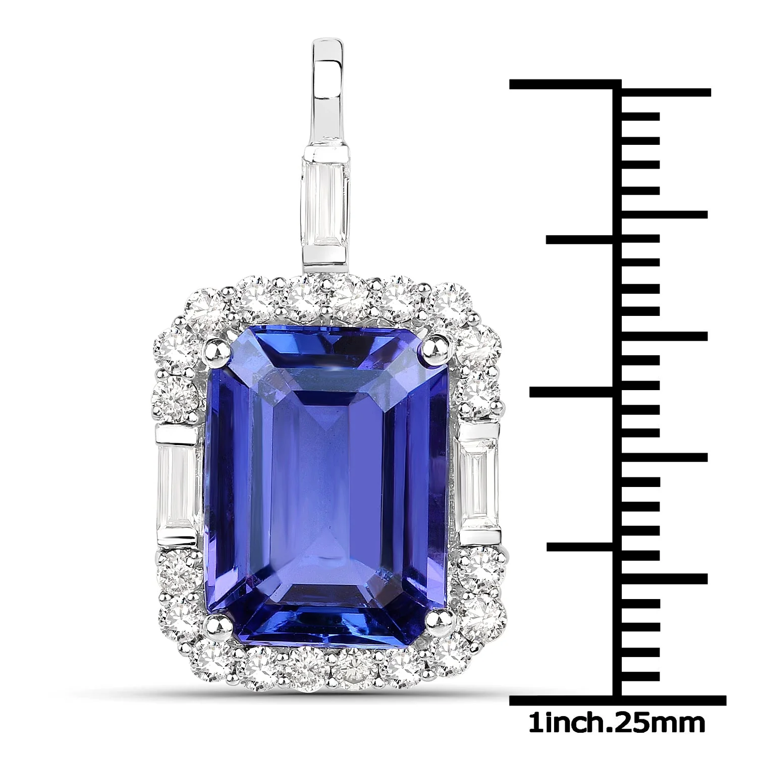 9.02 Carat Genuine Tanzanite and White Diamond 18K White Gold Pendant - Image 2