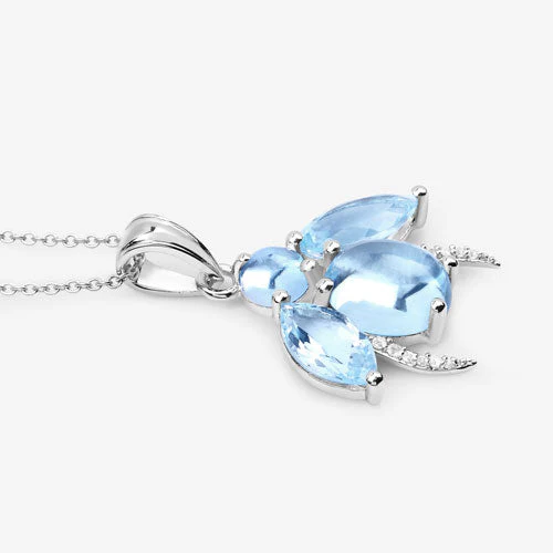 9.06 Carat Genuine Blue Topaz and White Topaz .925 Sterling Silver Pendant - Image 6
