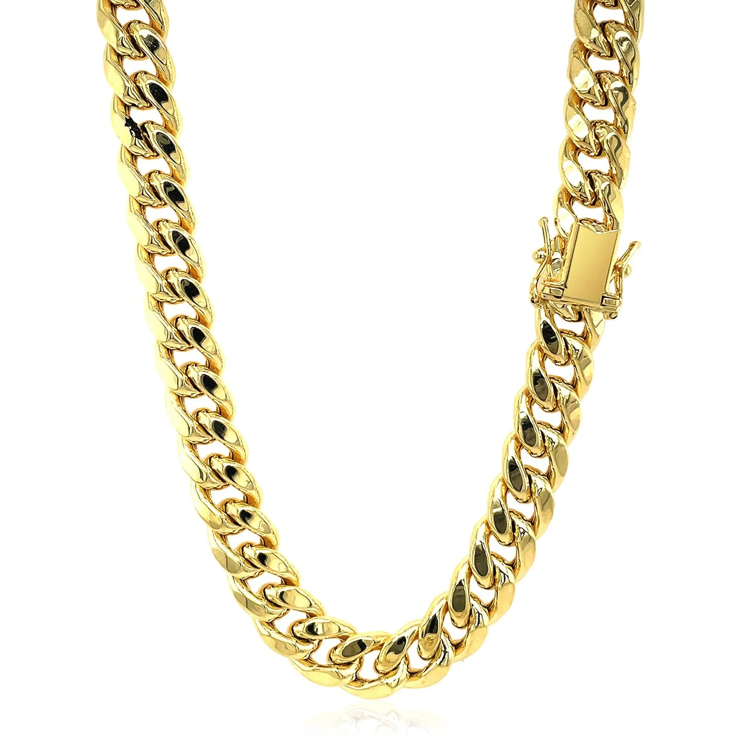 9.0mm 14k Yellow Gold Semi Solid Miami Cuban Chain - Image 8