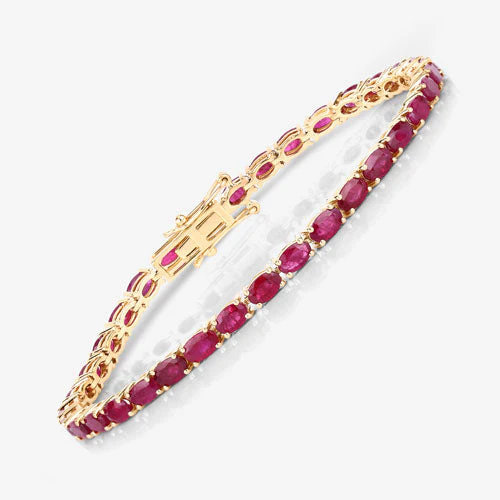 9.18 Carat Genuine Ruby 10K Yellow Gold Bracelet - Image 9