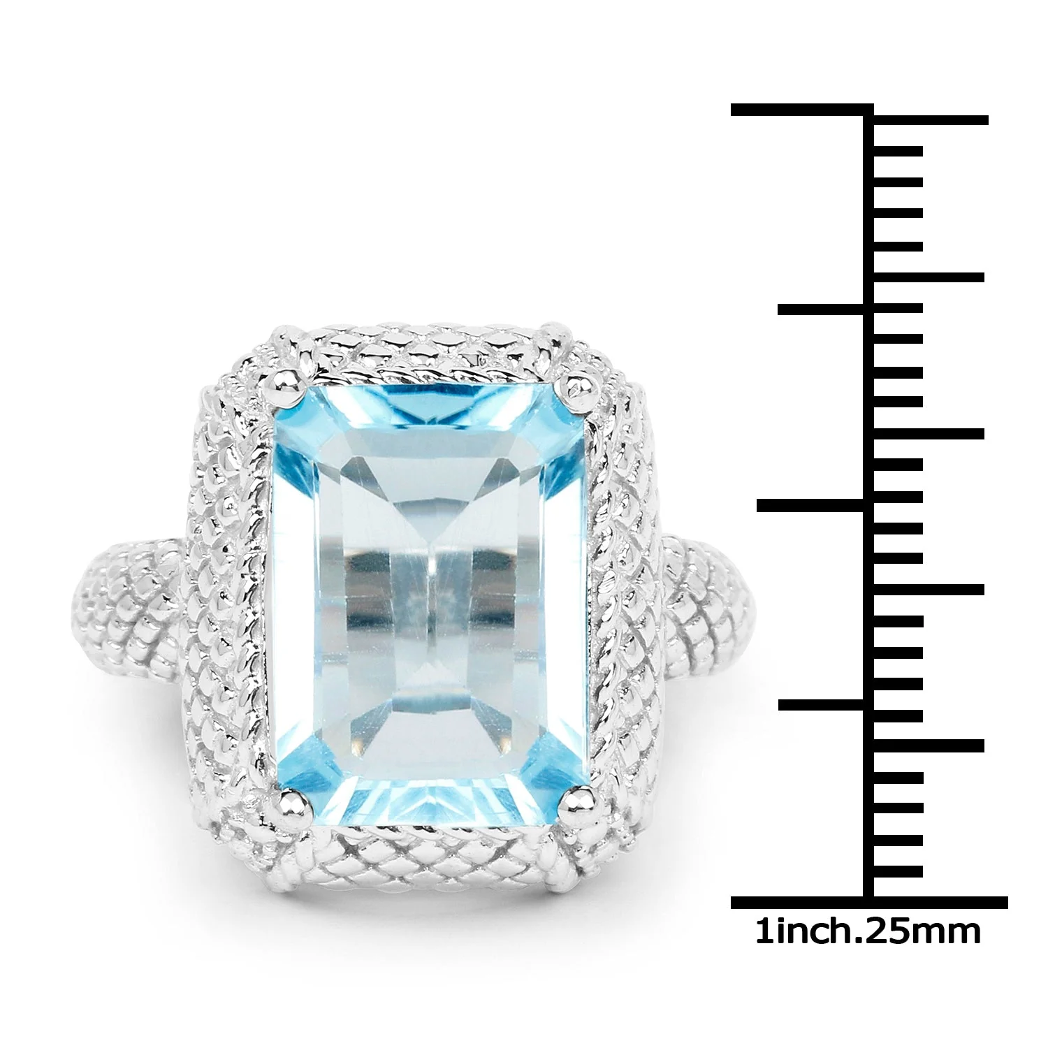 9.25 Carat Genuine Blue Topaz .925 Sterling Silver Ring - Image 3