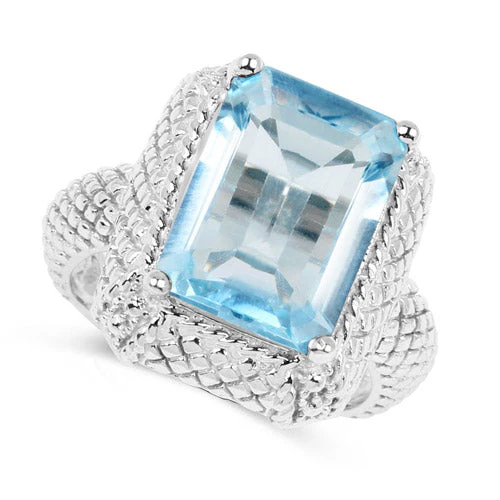 9.25 Carat Genuine Blue Topaz .925 Sterling Silver Ring - Image 5