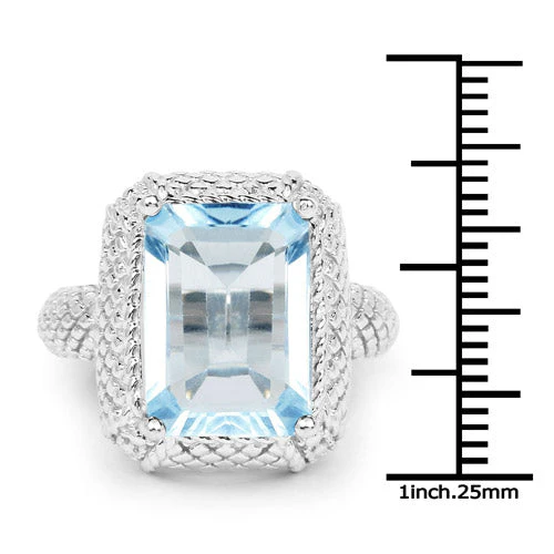 9.25 Carat Genuine Blue Topaz .925 Sterling Silver Ring - Image 6