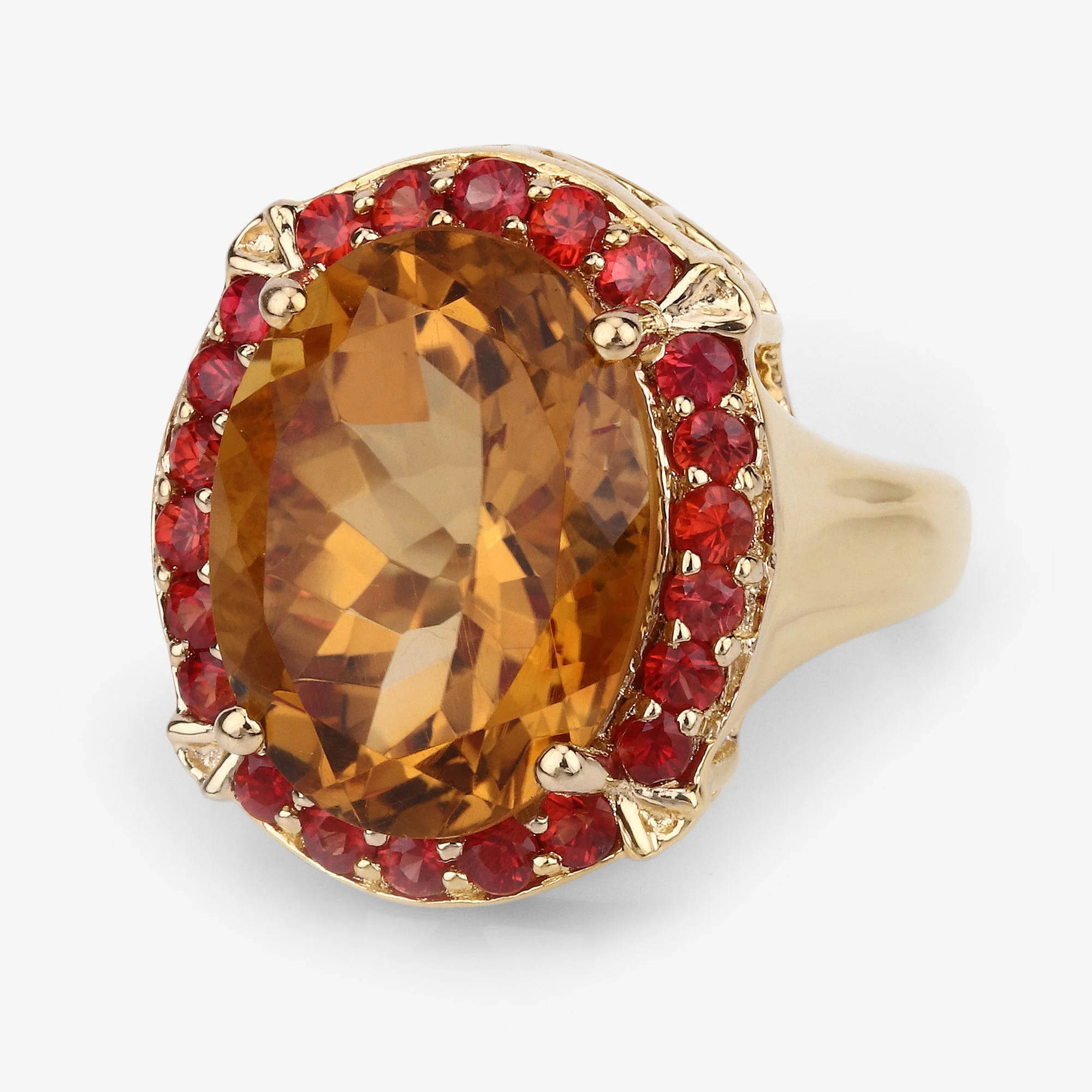 9.38 Carat Genuine Citrine and Orange Sapphire .925 Sterling Silver Ring - Image 4