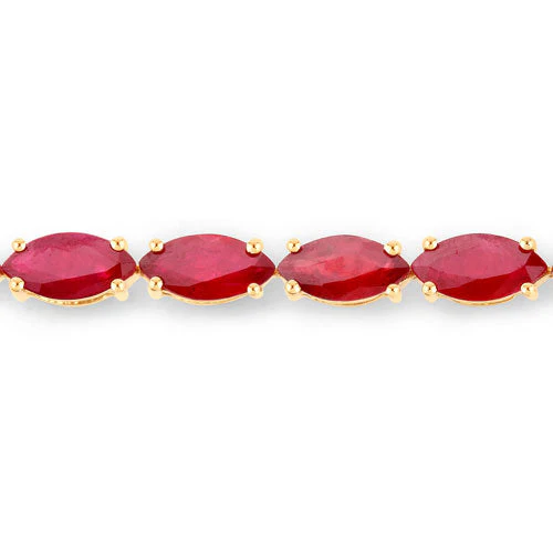 9.50 Carat Genuine Ruby 14K Yellow Gold Bracelet - Image 2
