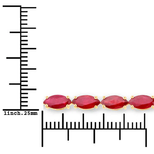 9.50 Carat Genuine Ruby 14K Yellow Gold Bracelet - Image 3