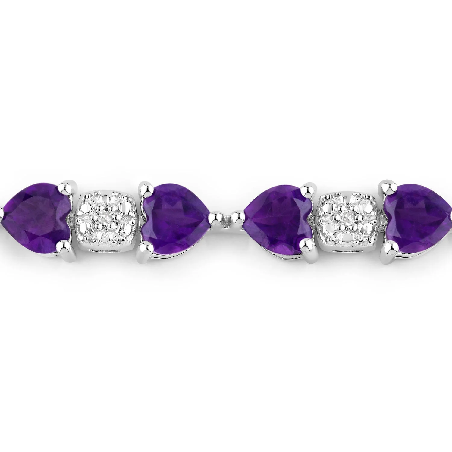 9.56 Carat Genuine Amethyst and White Diamond .925 Sterling Silver Bracelet - Image 2