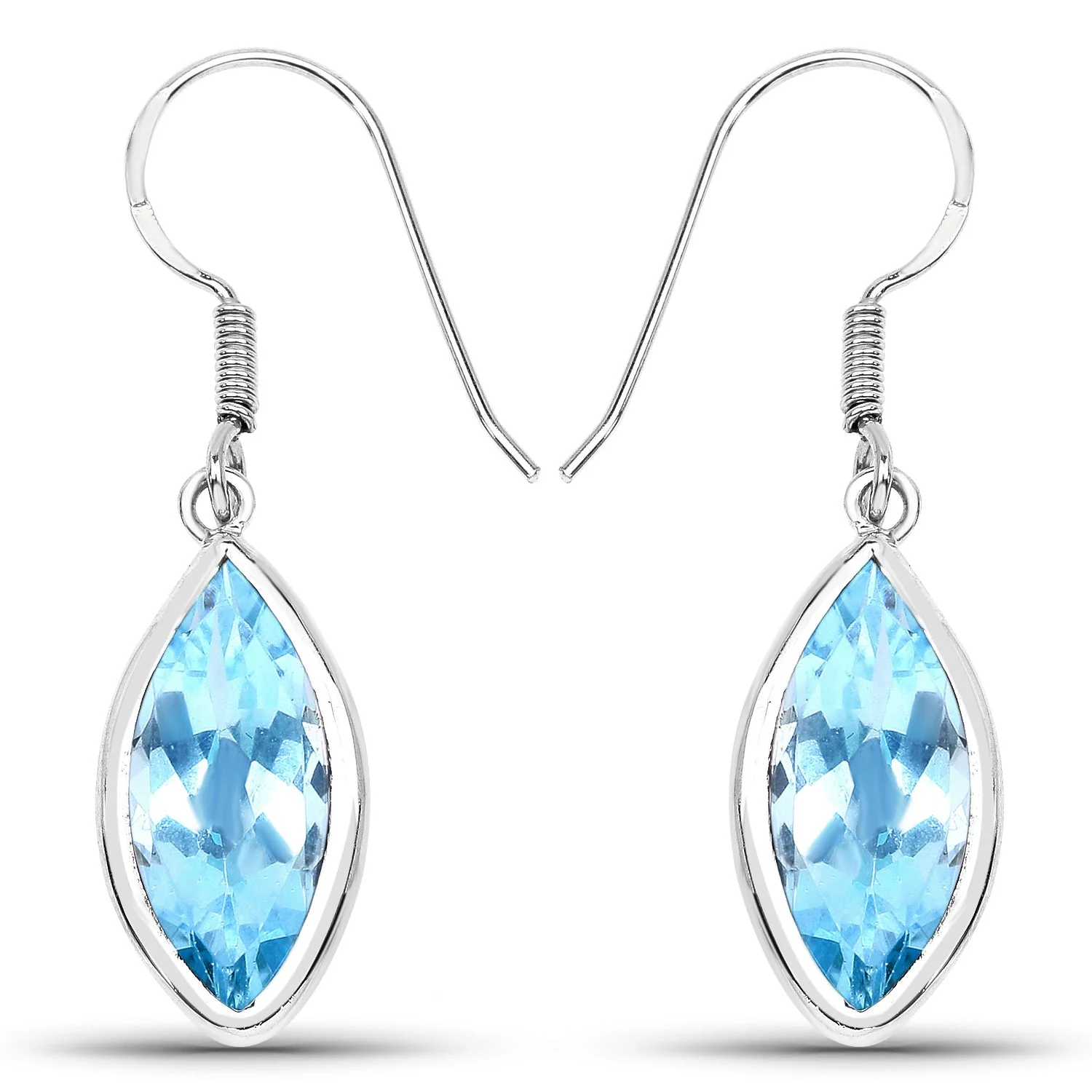 9.76 Carat Genuine Blue Topaz .925 Sterling Silver Earrings