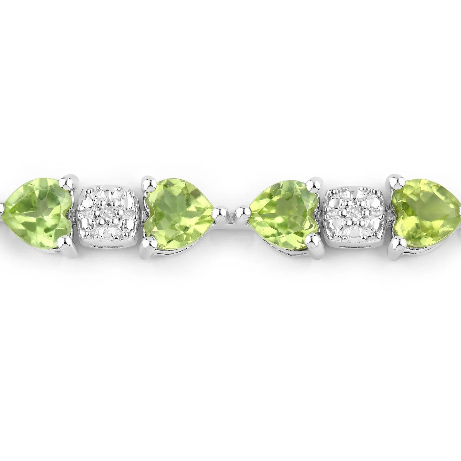 9.78 Carat Genuine Peridot and White Diamond .925 Sterling Silver Bracelet - Image 2
