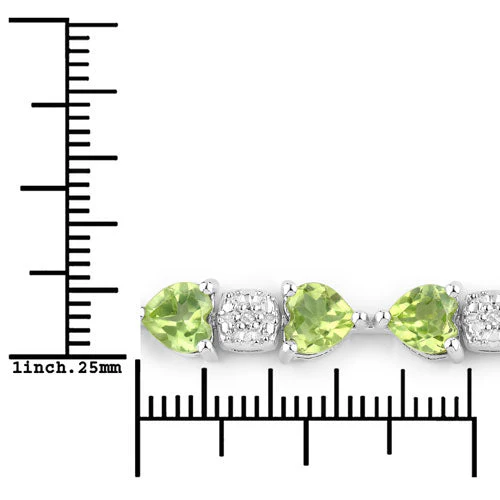 9.78 Carat Genuine Peridot and White Diamond .925 Sterling Silver Bracelet - Image 6