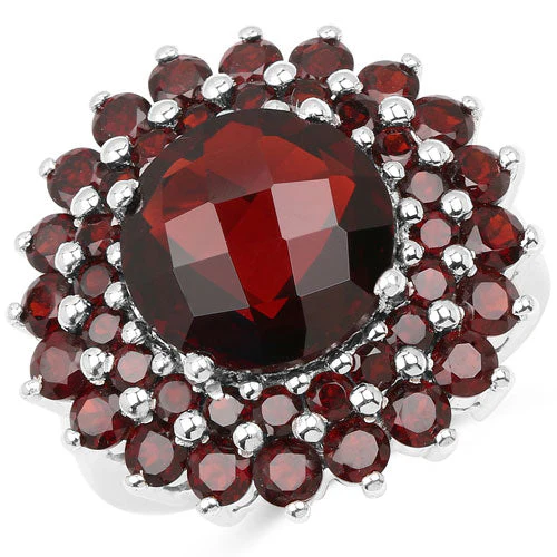 9.90 Carat Genuine Garnet .925 Sterling Silver Ring - Image 4
