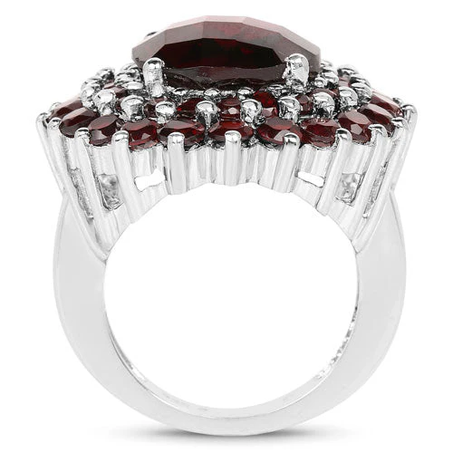 9.90 Carat Genuine Garnet .925 Sterling Silver Ring - Image 5