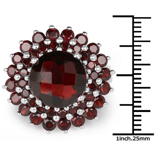 9.90 Carat Genuine Garnet .925 Sterling Silver Ring - Image 6