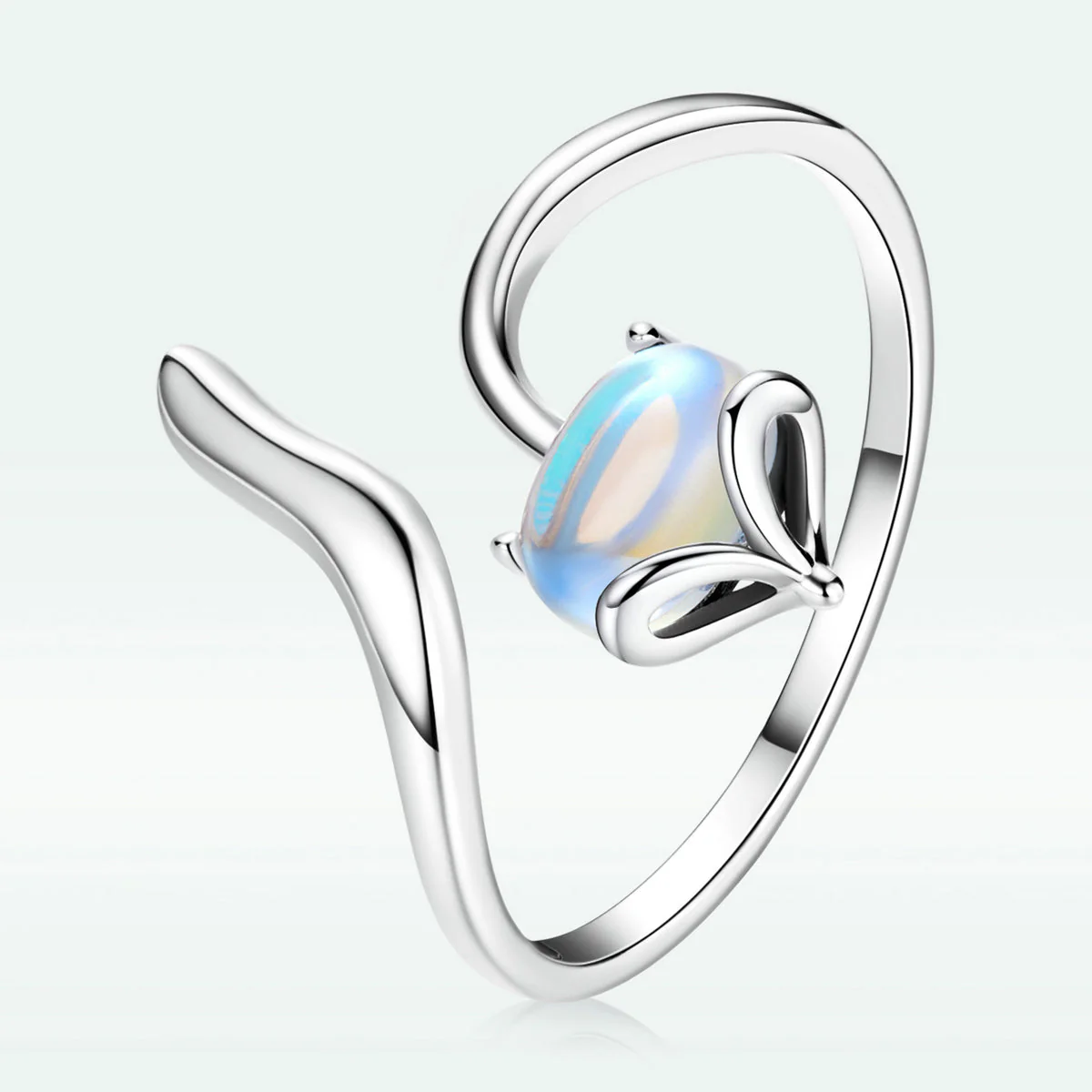925 Sterling Silver 0.8 Carat Genuine Moonstone Ring for Women - Image 2