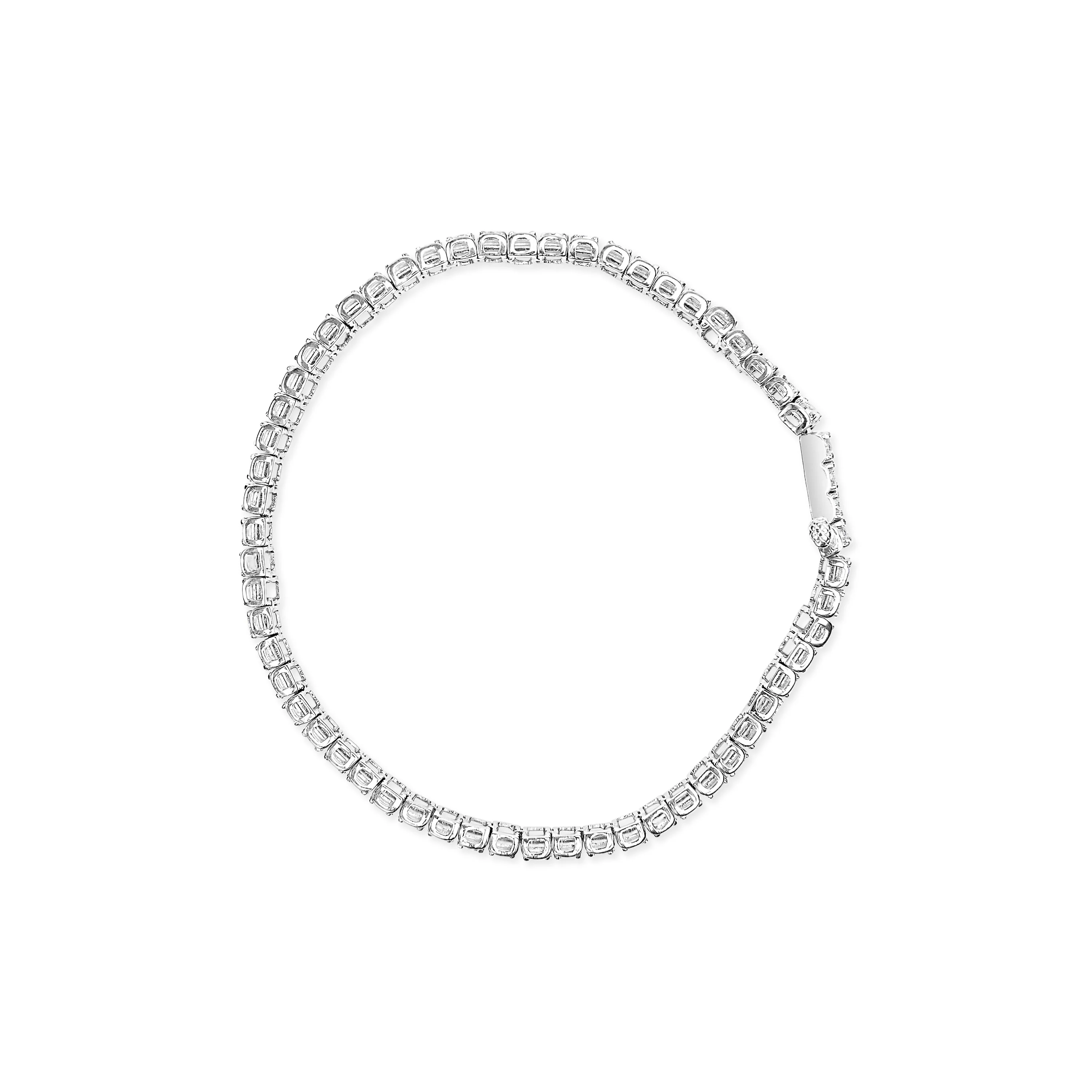 .925 Sterling Silver 1.0 Cttw Diamond Collar Line Link Bracelet (I-J Color, I1-I2 Clarity) - Size 7.25" Inches - Image 6