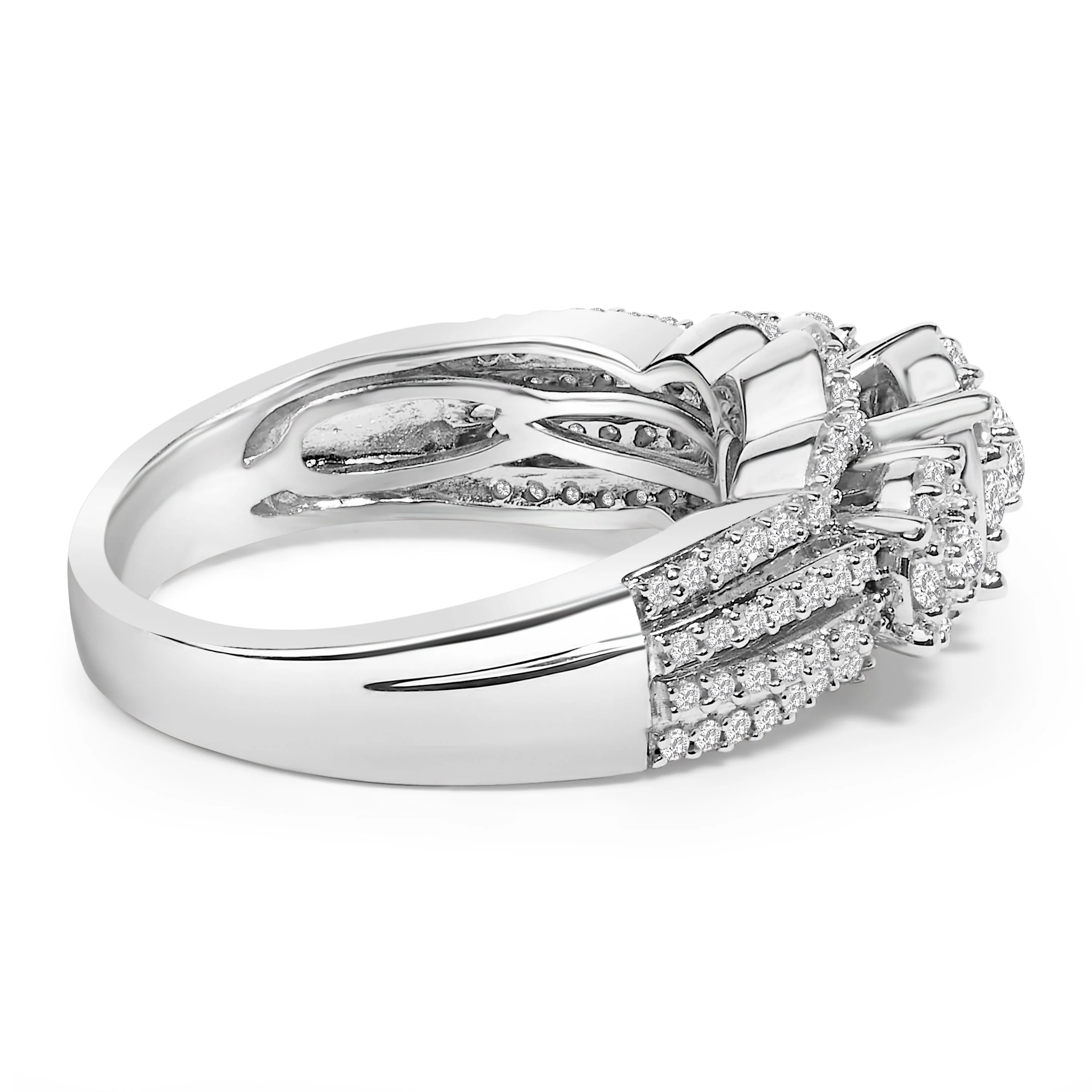 .925 Sterling Silver 1.0 Cttw Diamond Engagement Ring and Soldered Wedding Band Set - Image 2