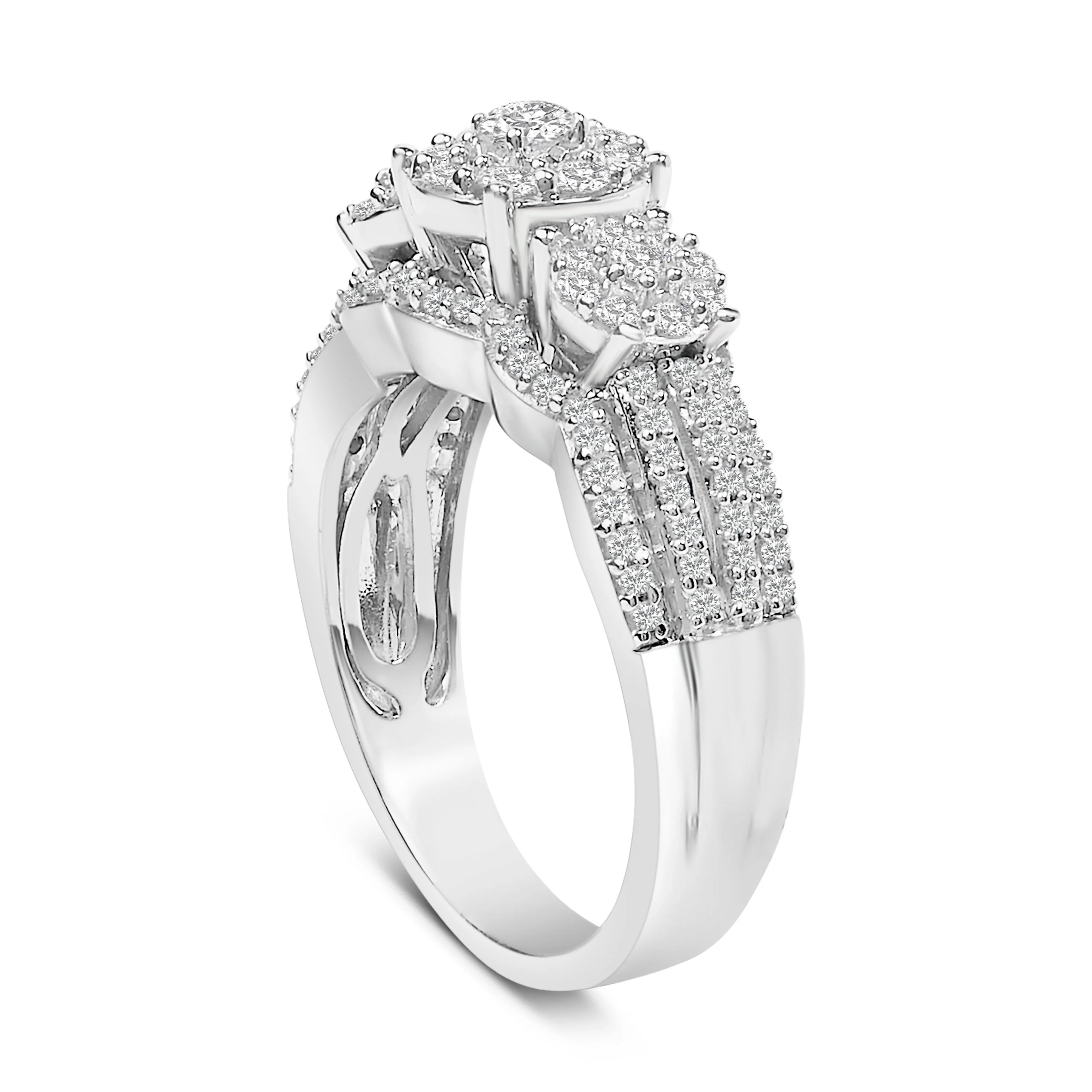 .925 Sterling Silver 1.0 Cttw Diamond Engagement Ring and Soldered Wedding Band Set - Image 4