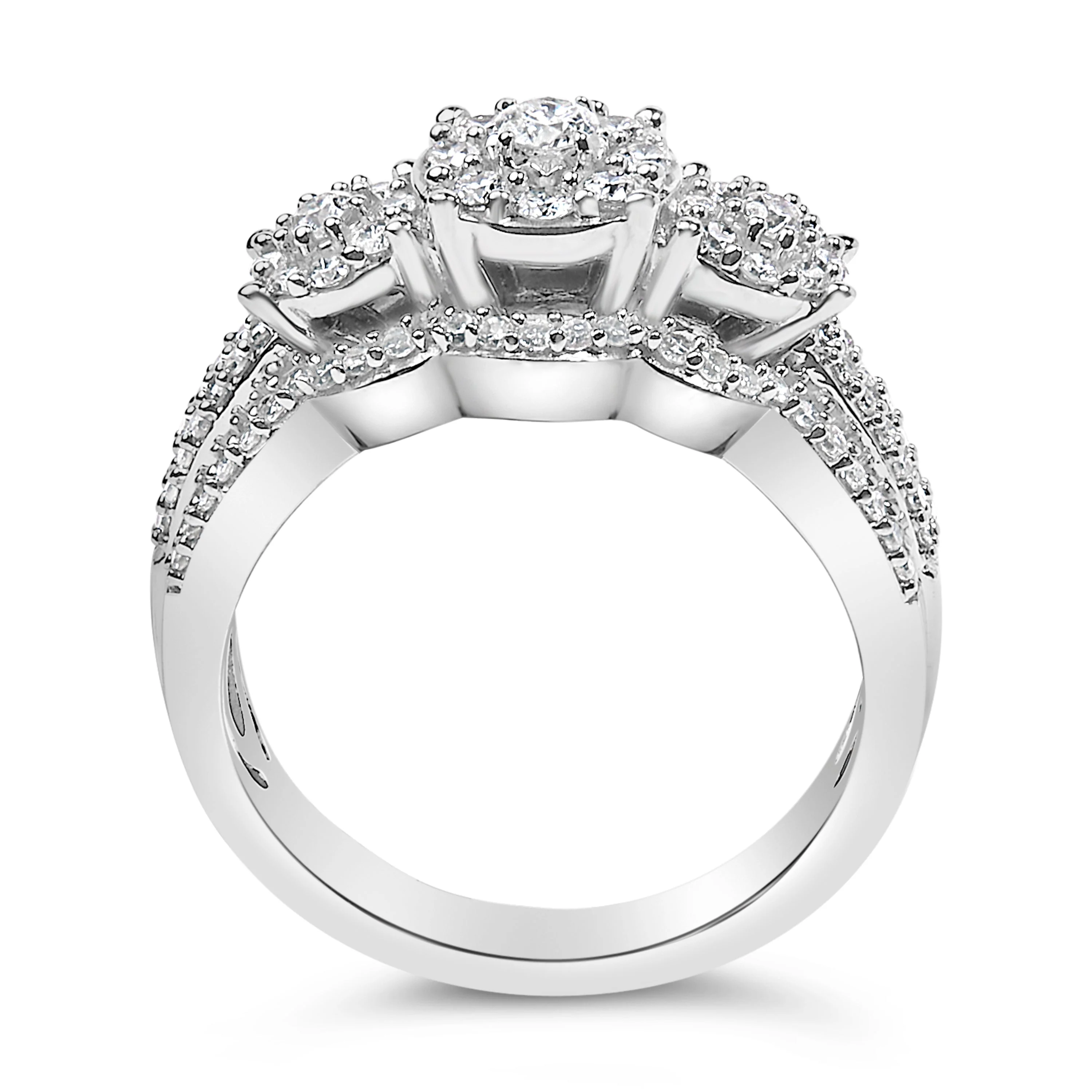 .925 Sterling Silver 1.0 Cttw Diamond Engagement Ring and Soldered Wedding Band Set - Image 5