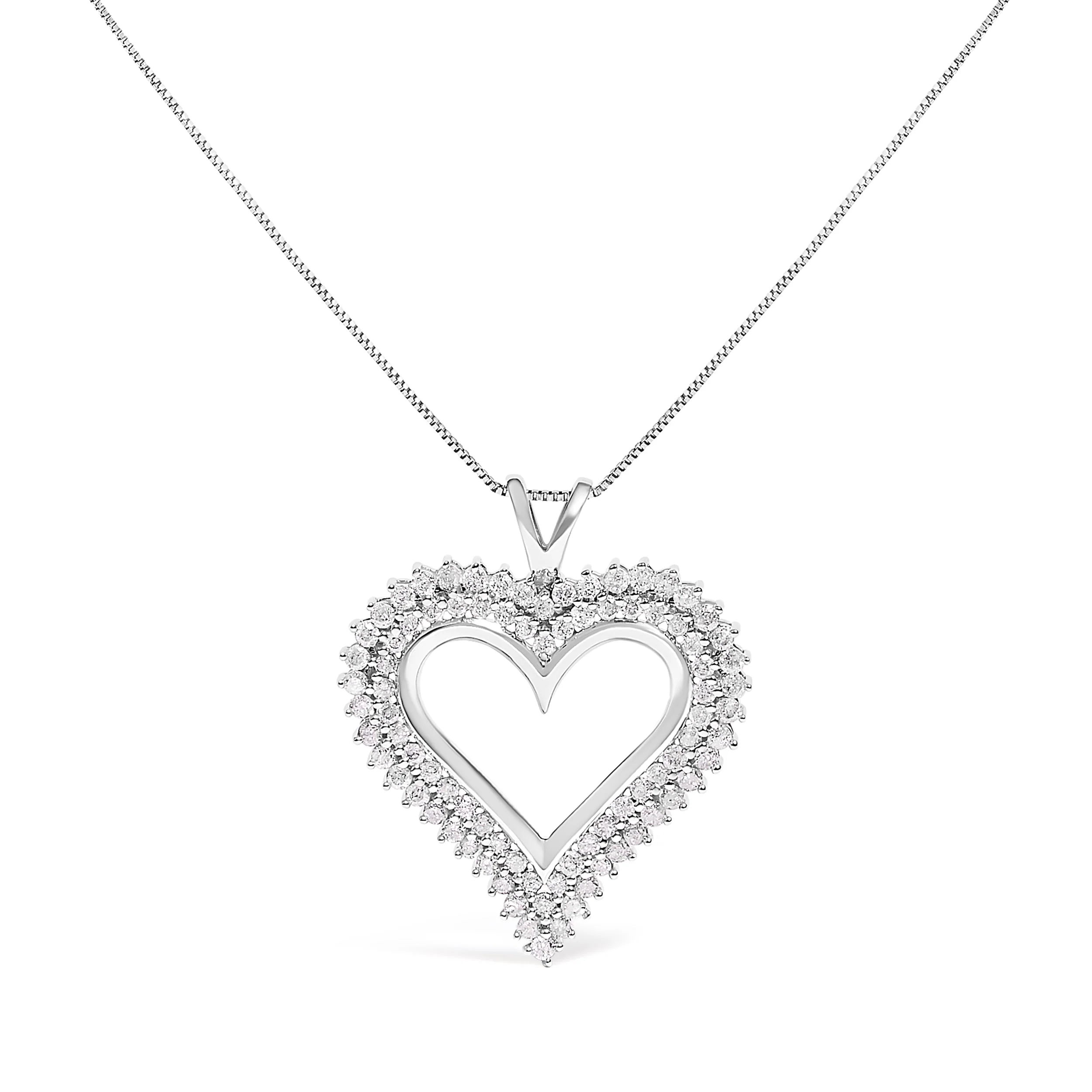 .925 Sterling Silver 1.00 Cttw Diamond Heart 18" Pendant Necklace (I-J Color, I2-I3 Clarity) - Image 10