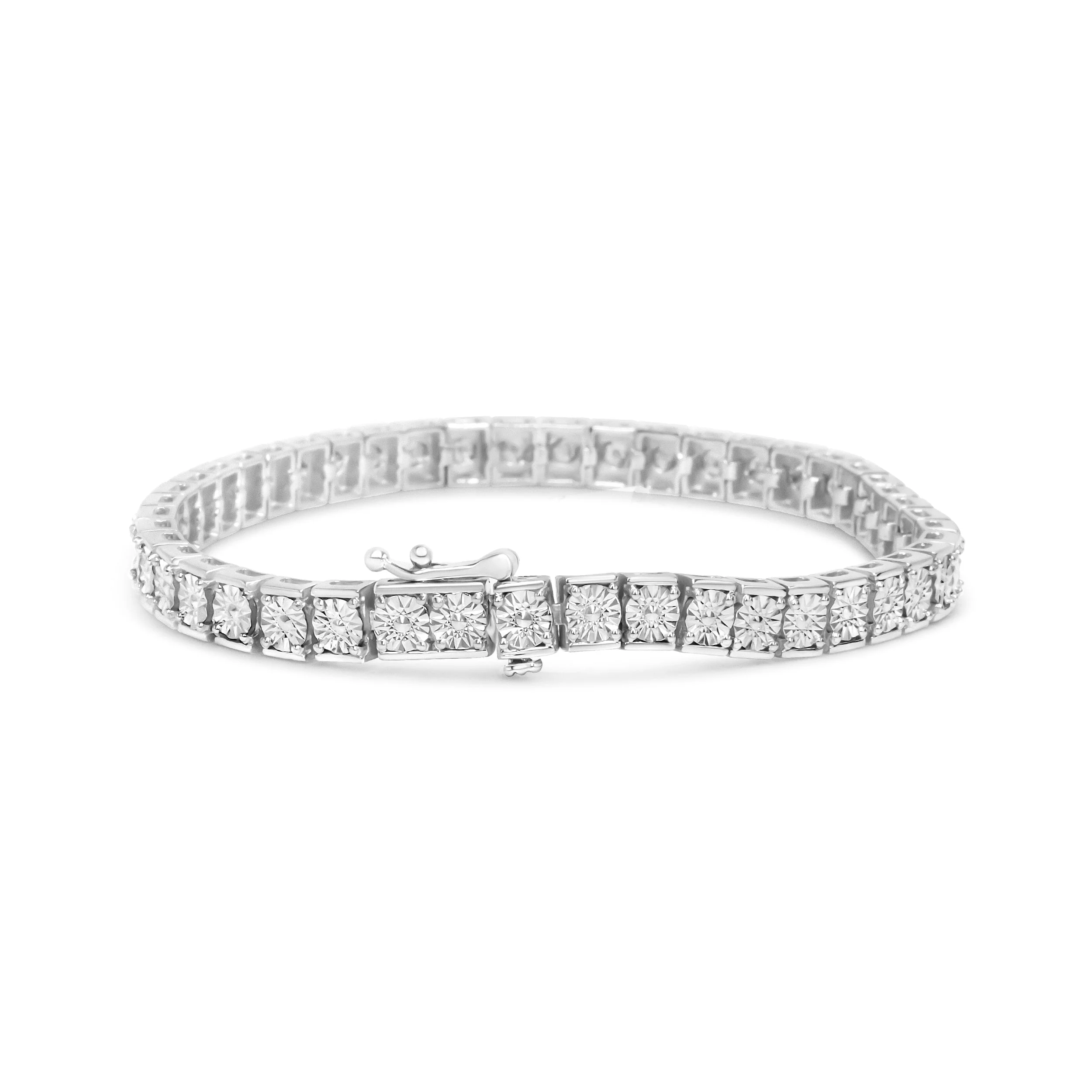 .925 Sterling Silver 1/10 Cttw Diamond 7.25" Link Bracelet (I-J Color, I2-I3 Clarity) - Image 2