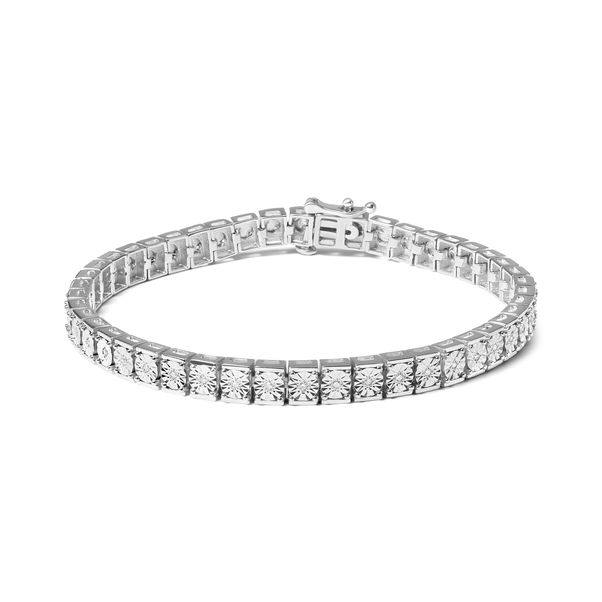 .925 Sterling Silver 1/10 Cttw Diamond 7.25" Link Bracelet (I-J Color, I2-I3 Clarity) - Image 6