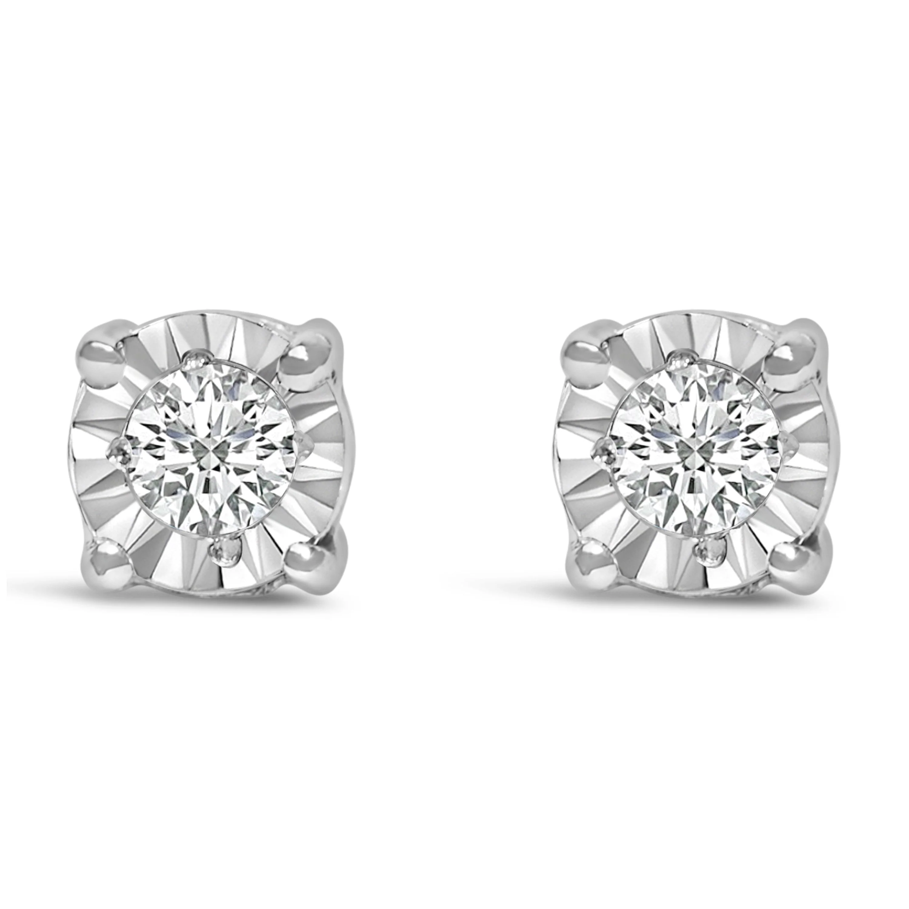 .925 Sterling Silver 1/10 Cttw Round Brilliant-Cut Lab Grown Diamond Miracle-Set Stud Earrings (F-G Color, VS1-VS2 Clarity) - Image 6