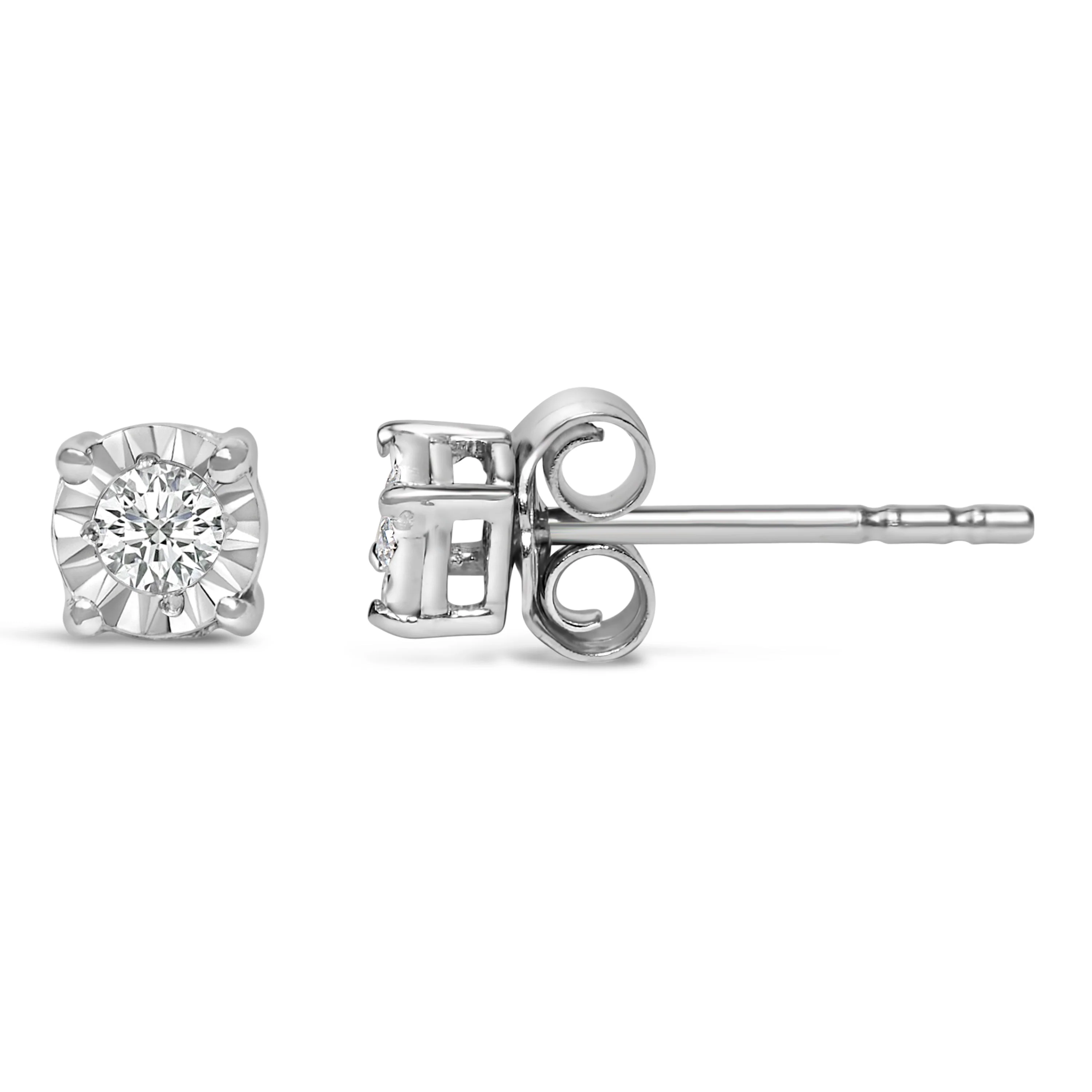 .925 Sterling Silver 1/10 Cttw Round Brilliant-Cut Lab Grown Diamond Miracle-Set Stud Earrings (F-G Color, VS1-VS2 Clarity) - Image 8