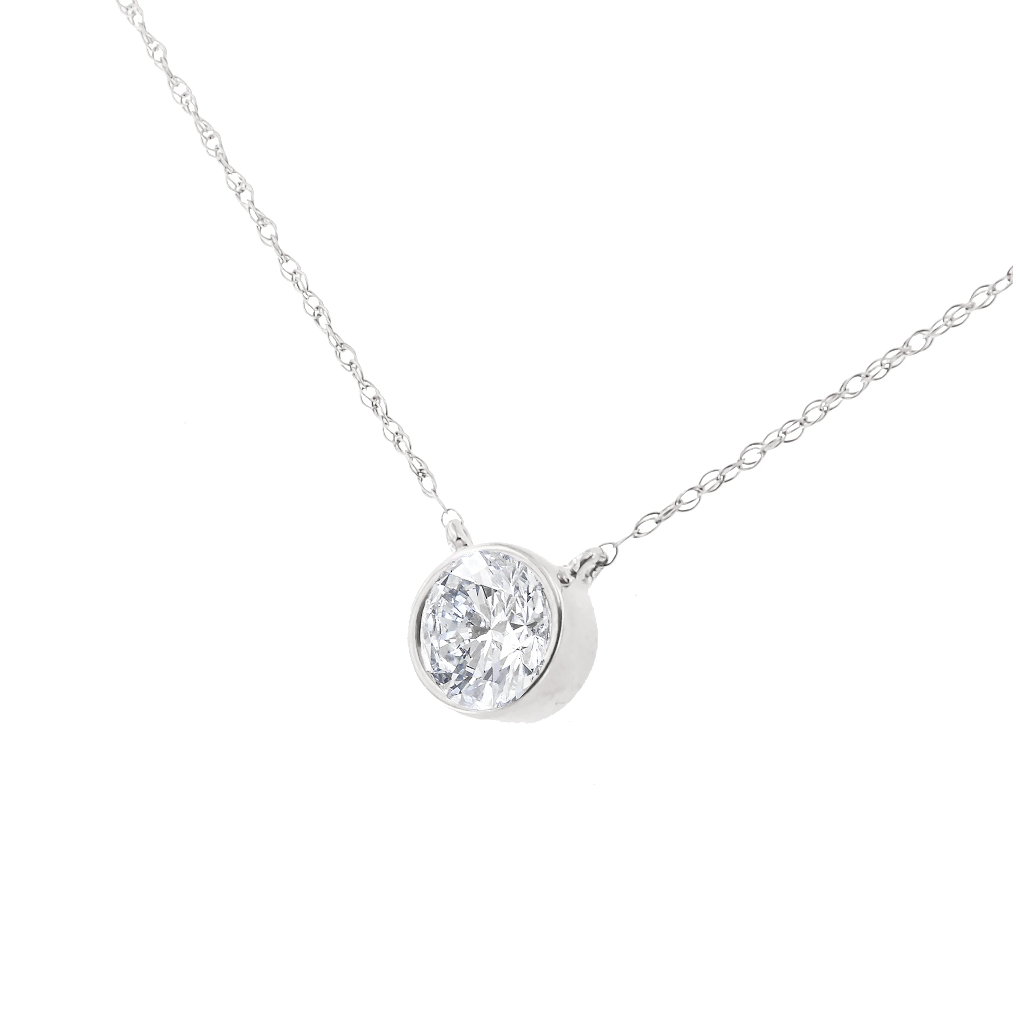 .925 Sterling Silver 1/2 Cttw Diamond Bezel 18" Pendant Necklace (I-J Color, I2-I3 Clarity) - Image 10